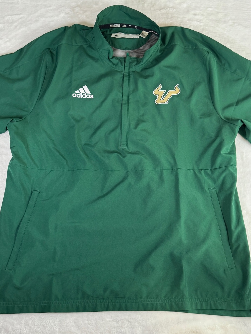 Adidas USF Bulls Short Sleeve 1/4 Zip Windbreaker Pullover Large
